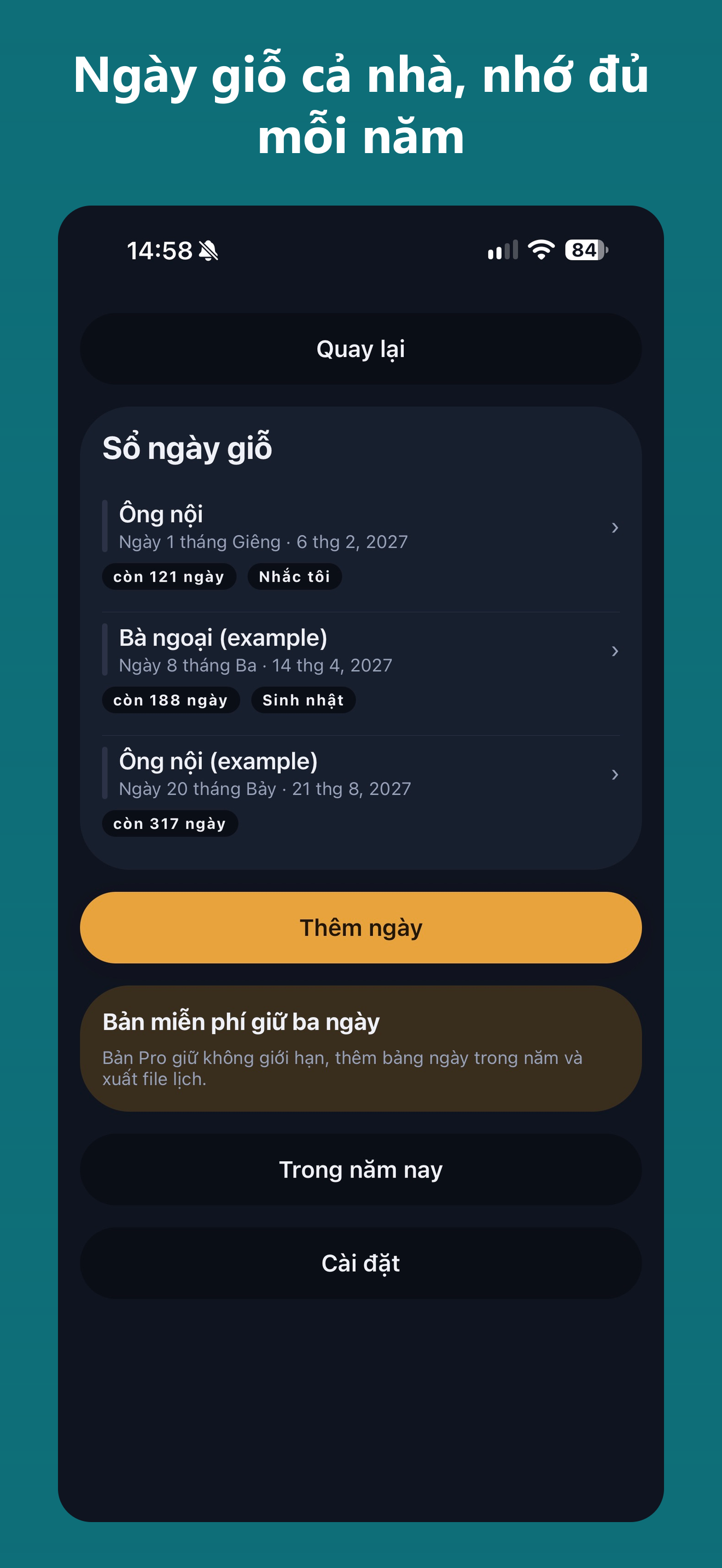Lịch Âm & Ngày Giỗ — Hôm nay, khỏi phải hỏi